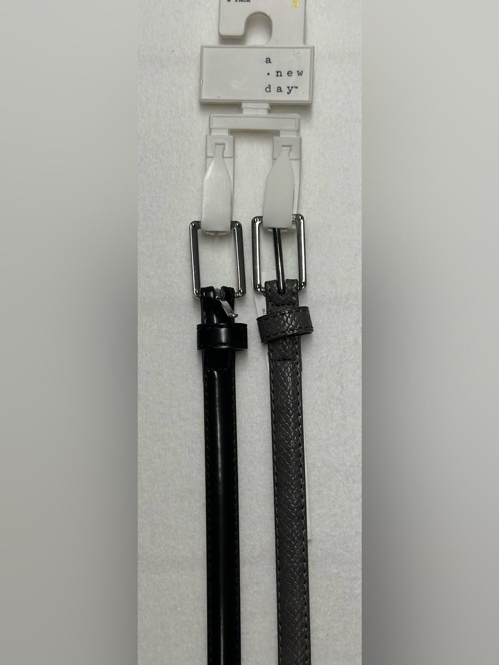 a new day Black and Gray Women's Small Skinny Belt Duo